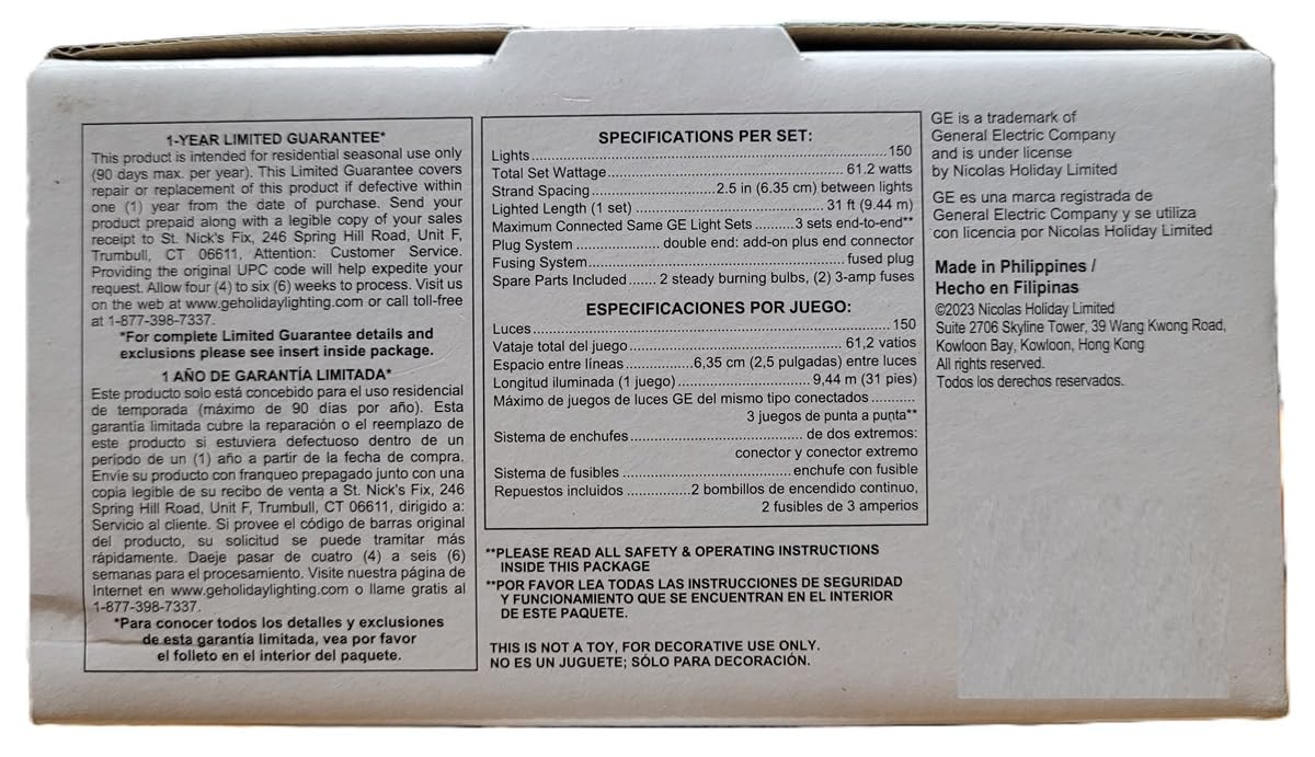 GE String-A-Long 300 Miniature Incandescent Clear Christmas Lights - Indoor/Outdoor Holiday Decor for Tree, Patio & Home