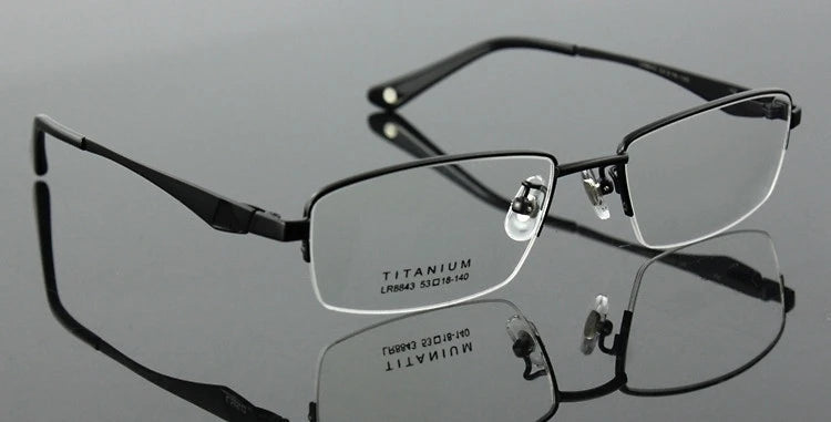 Brightzone Unisex Semi-Rim Square Titanium Eyeglasses 78043 - Lightweight & Durable Frame for Work, Reading & Everyday Wear