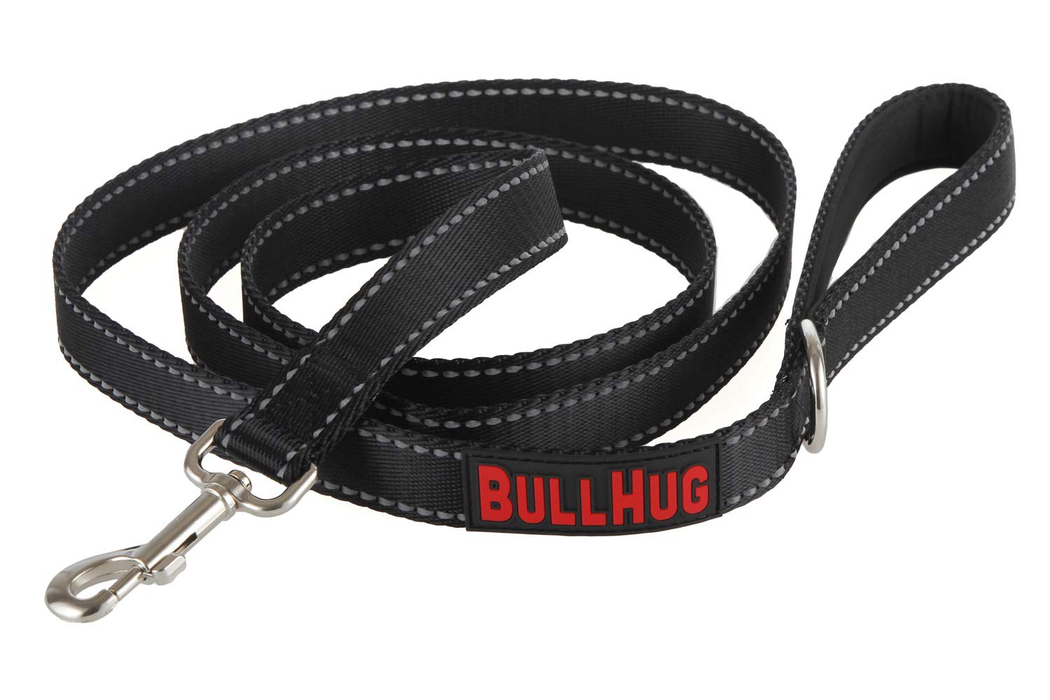 BULLHUG Black Nylon Dog Leash - Strong Pet Lead for Running & Training
