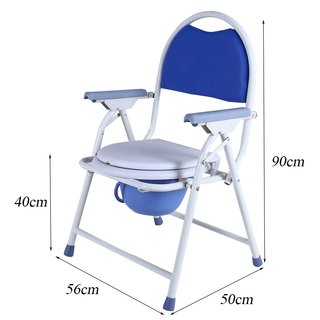 Foldable Commode Chair with Safety Steel Frame - Portable Bath Toilet Seat for Seniors & Disabled - Tool-Free Assembly - Ideal for Elderly Care, Pregnancy, and Post-Surgery Recovery (Homecare & Medical Use)