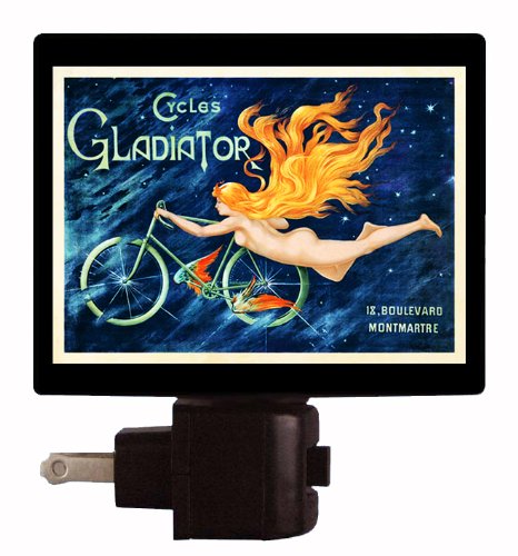 Vintage Bike LED Night Light - Retro Cycling Gladiator Poster Light for Bedroom, Bar, Cafe, and Home Decor