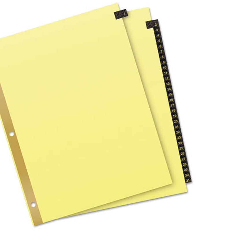 Preprinted Leather Tab Dividers with Reinforced Binding Edge - Set of 31 Letter Size Dividers for Office Organization, Filing Systems & Document Management