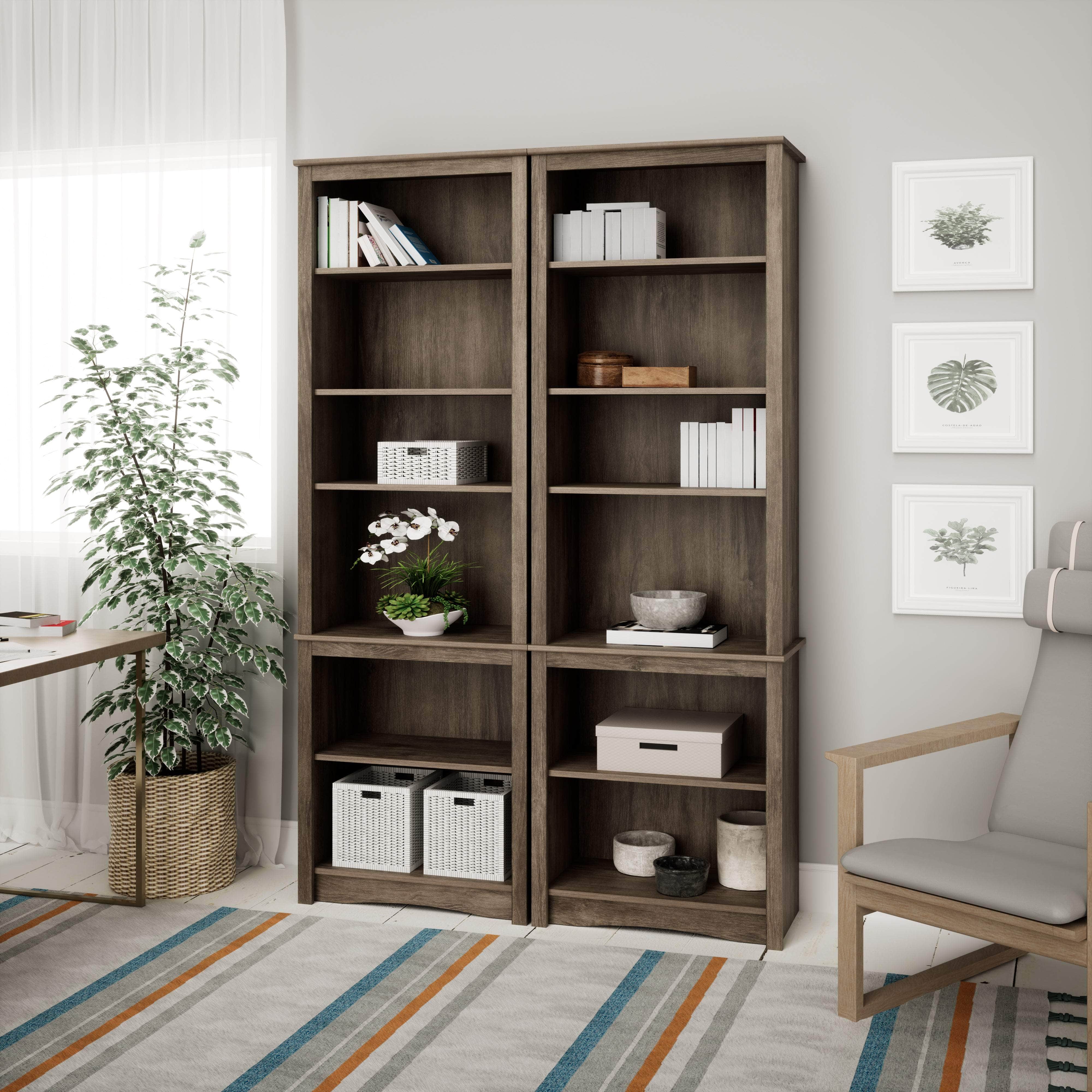 Tall Bookcase with Multiple Storage Options - Perfect for Home Office, Living Room & Bedroom Organization