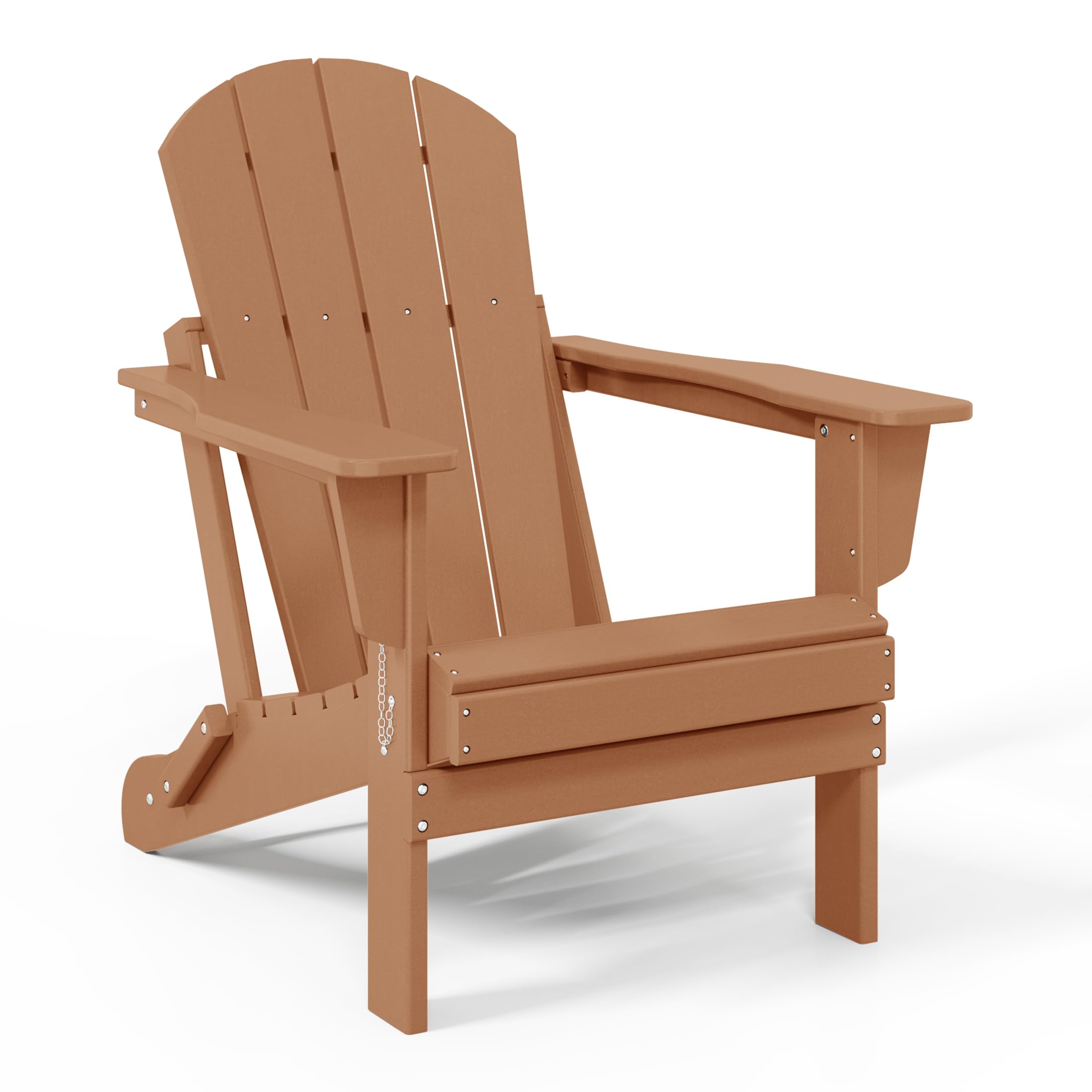 WestinTrends Malibu HDPE Outdoor Folding Adirondack Chair - Teak Color Weather-Resistant Patio Furniture for Poolside, Garden & Backyard Relaxation