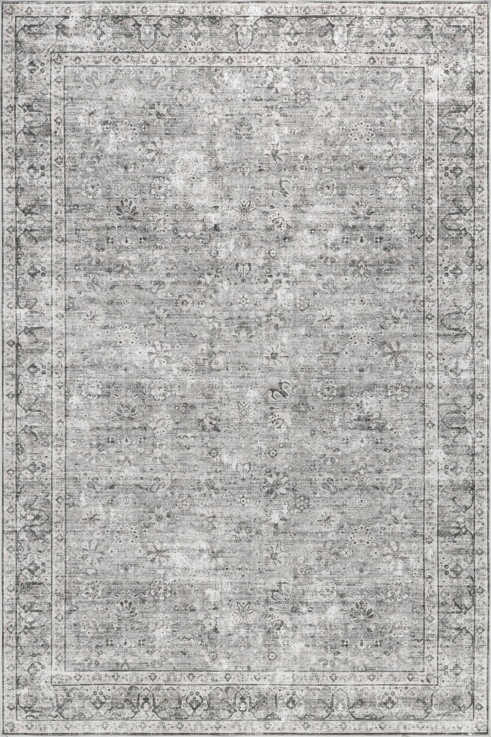 Adams Medallion Washable Rug - Soft & Durable Grey Area Rug for Living Room, Bedroom, or Nursery | Easy to Clean & Stain Resistant