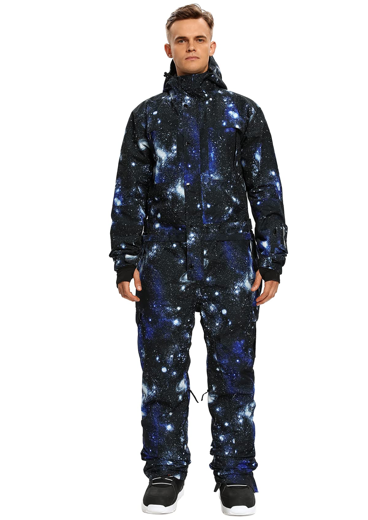 SNBOCON Men's One Piece Ski Suit - Waterproof Snowboard Jumpsuit for Winter Sports | Colorful Snowsuit for Skiing, Snowboarding & Outdoor Activities