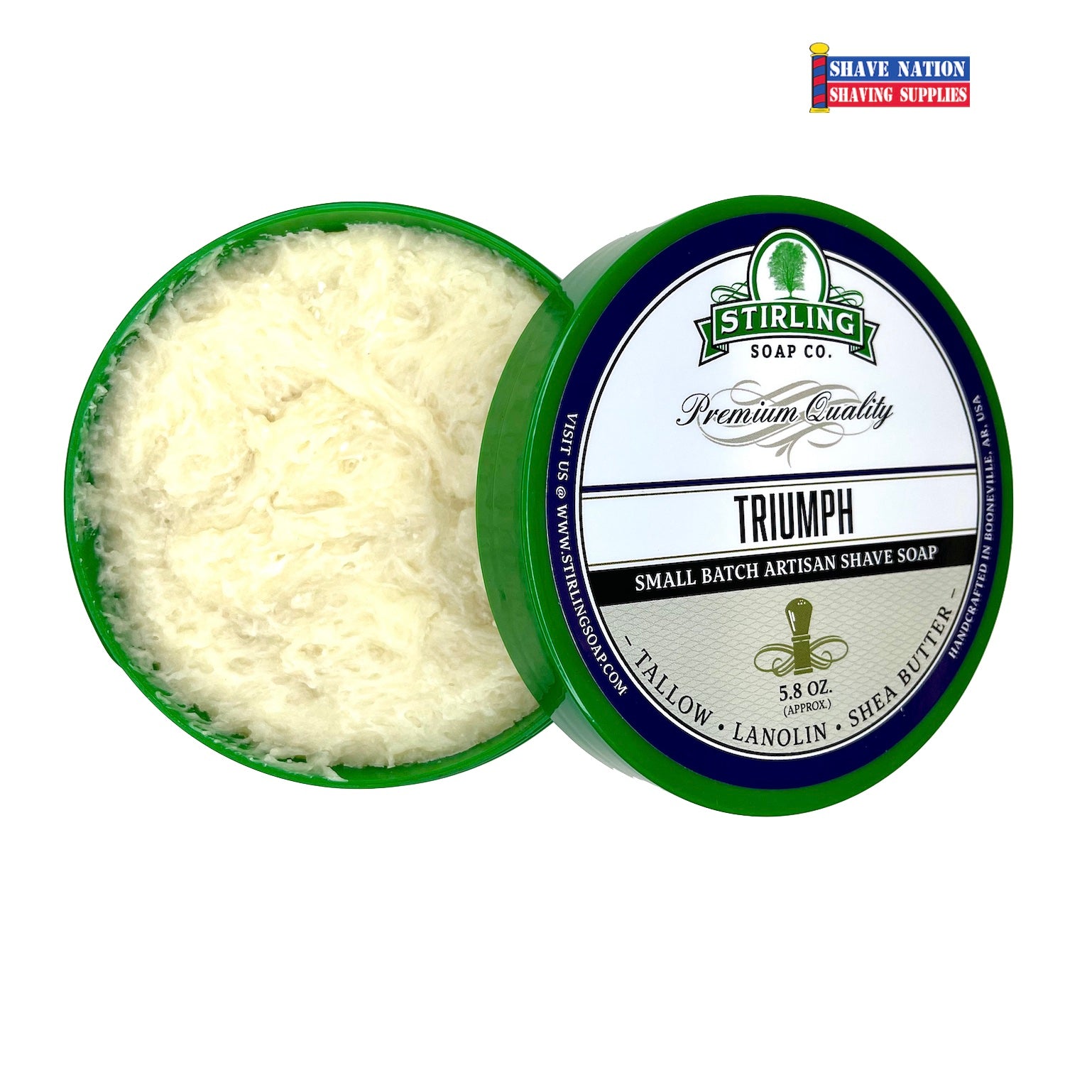 Premium Stirling Shaving Soap for Men - All-Natural Glycerin Shaving Soap Bar with Shea Butter & Essential Oils - Smooth, Close Shave for Sensitive Skin - Perfect for Wet Shaving, Travel & Grooming Kits