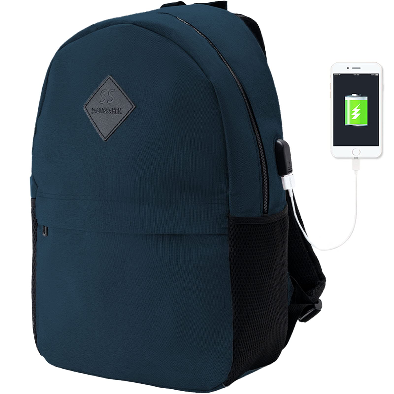 SAGIV&SAHEN 17 Inch Laptop Backpack for Women & Men - Lightweight Waterproof USB Charging Book Bag for College, High School, Travel & Work - Casual Daypack for Teen Boys & Girls (Dark Blue) - Perfect for School, Commuting, Business Trips & Outdoor Adventures