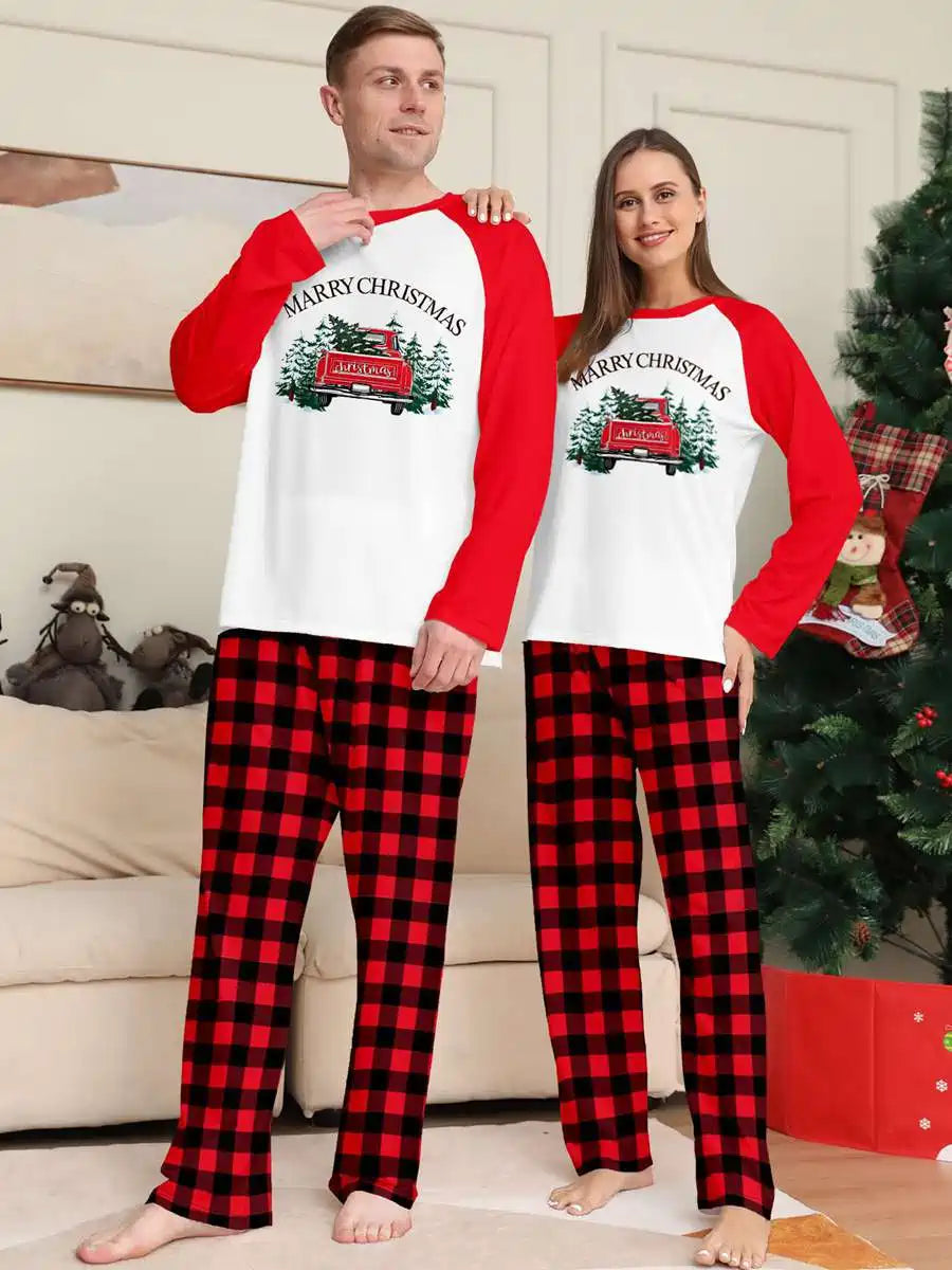 Printed Car Christmas Matching Family Pajamas Set - Holiday Sleepwear for Kids & Adults - Perfect for Christmas Morning & Family Photos