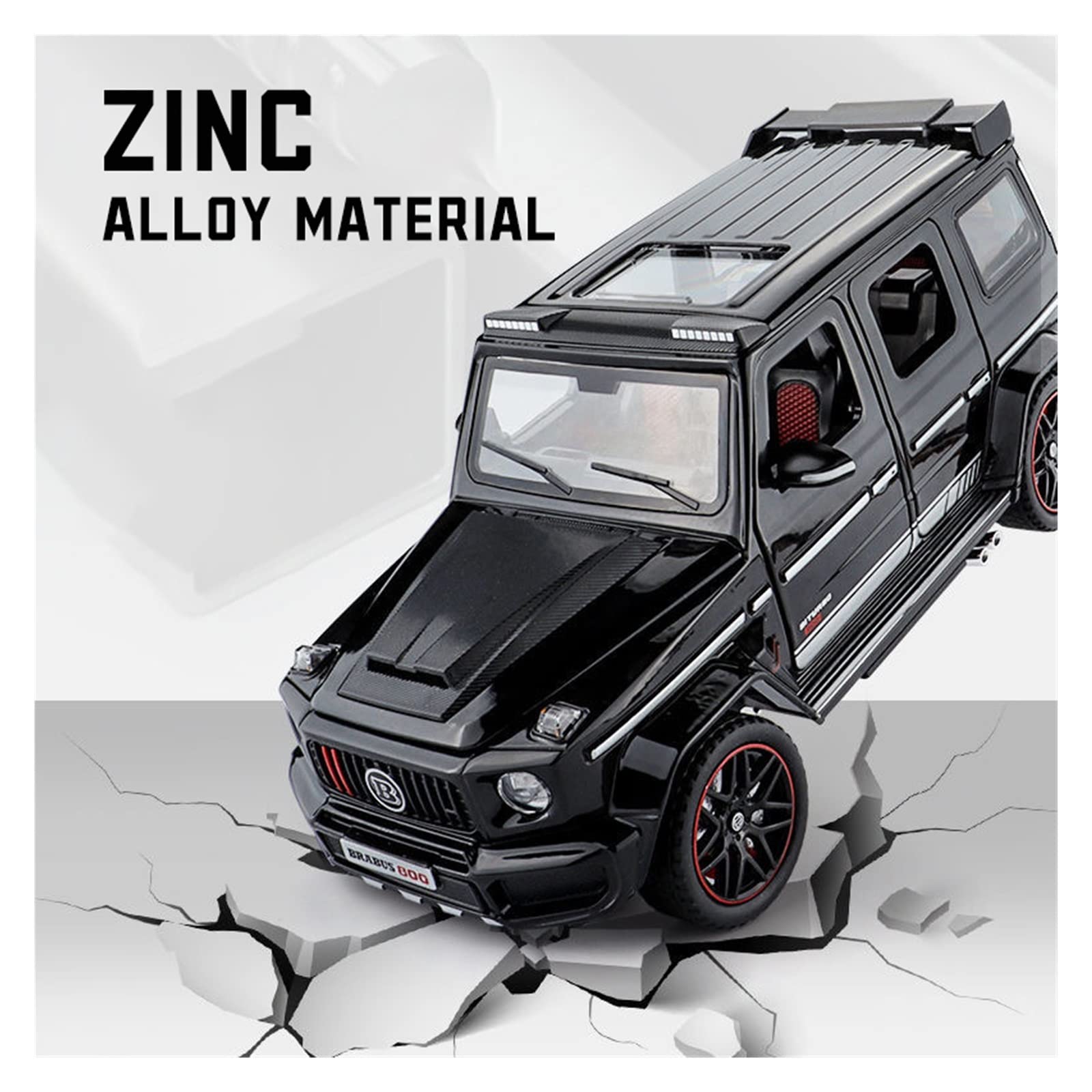 Brabus G800 1:24 Scale Alloy Diecast Model Car with Light & Sound Effects - Red SUV Toy for Boys, Kids Birthday Gift | Collectible, Play & Display