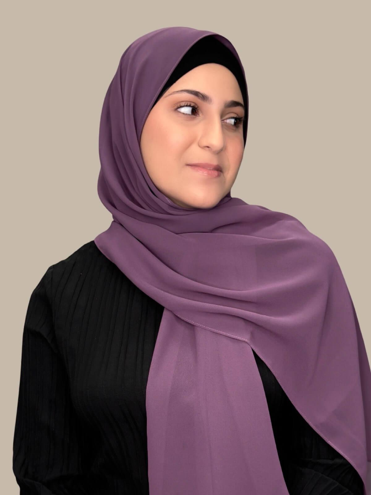 Luxury Chiffon Hijab Scarf for Women - Soft Mauve Taupe Modish Head Cover - Perfect for Daily Wear, Prayer, and Special Occasions