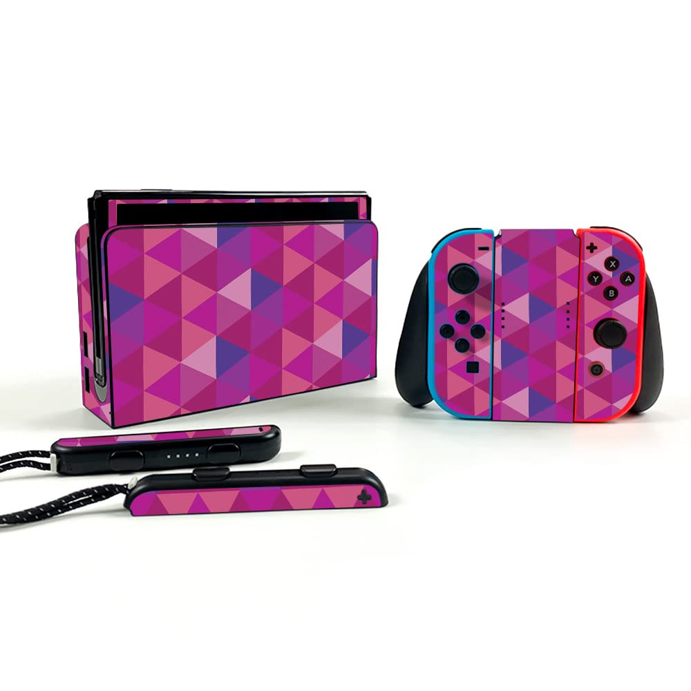 MightySkins Pink Kaleidoscope Vinyl Skin Wrap for Nintendo Switch OLED - Protective, Durable, Custom Decal Cover | Easy to Apply & Remove | Made in USA | Perfect for Gaming, Travel & Personalization
