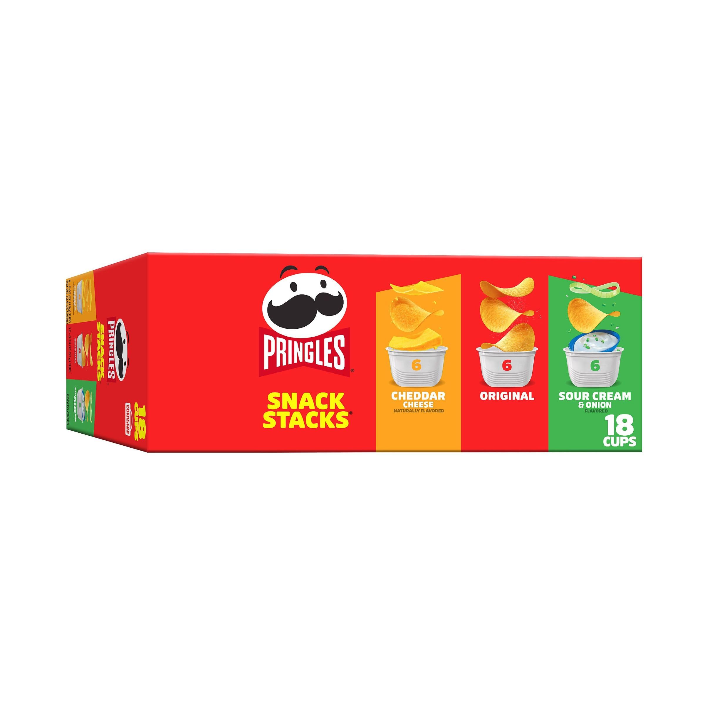 Pringles Potato Crisps Chips - Variety Pack (18 Cups, 12.9oz) | Lunch Snacks, On-the-Go Snacks, Party Food & Office Treats | Perfect for School Lunches, Road Trips & Movie Nights