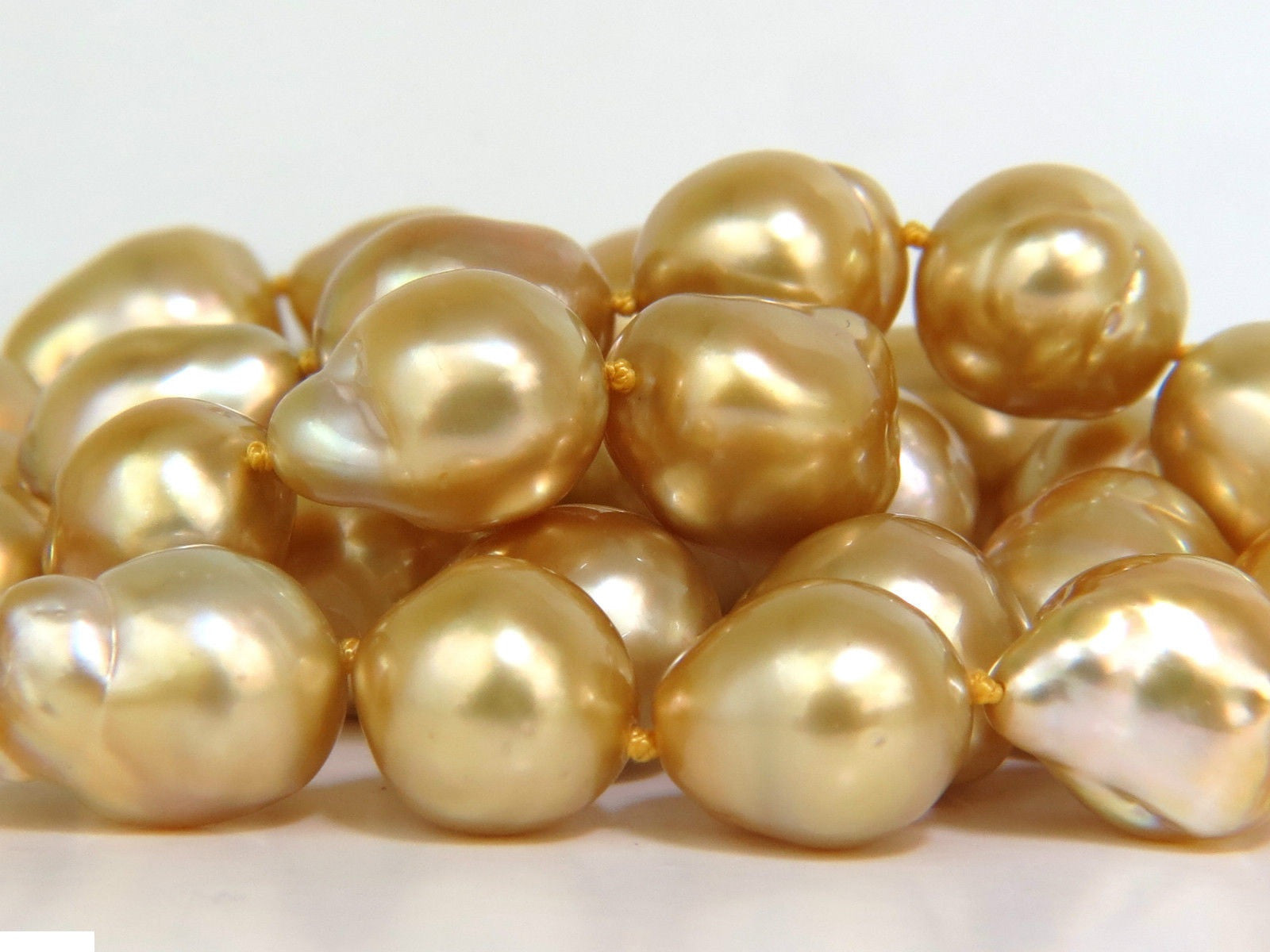 18KT 16.6mm Natural South Sea Golden Pearl Necklace with 1.50CT Diamond Clasp - Luxury Jewelry for Weddings, Anniversaries & Special Occasions