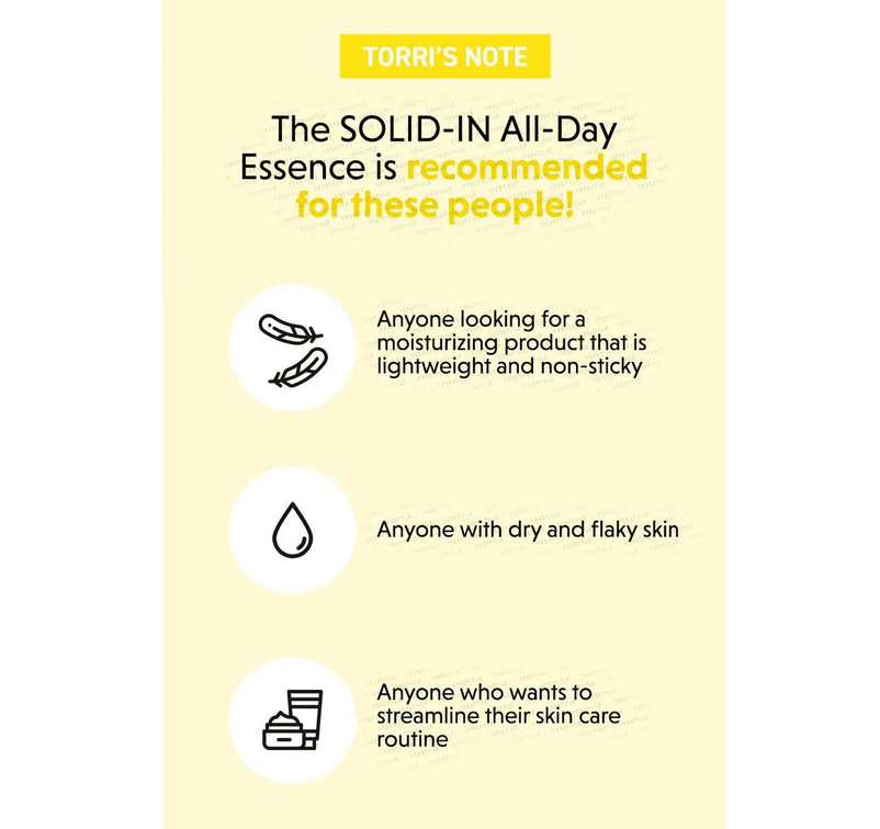 TORRIDEN Solid In All Day Essence 100mL - Hydrating Facial Serum for Dry Skin - Day & Night Skincare Routine