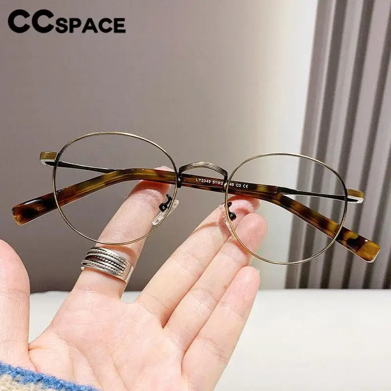 CCspace Unisex Full Rim Oval Alloy Acetate Eyeglasses 57243 - Lightweight & Durable Frame for Men & Women - Perfect for Reading, Work, and Everyday Wear