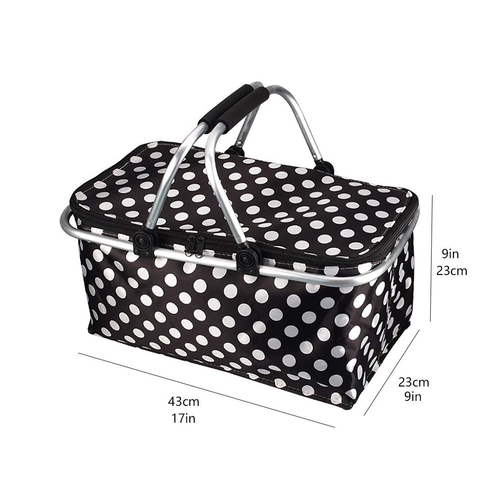 Insulated Collapsible Lunch Box Organizer with Lid - Portable Cooler Bag for Picnic, Beach, Travel & Outdoor Activities - Waterproof & Durable Shopping Cooler Bag for Food Storage & On-the-Go Meals