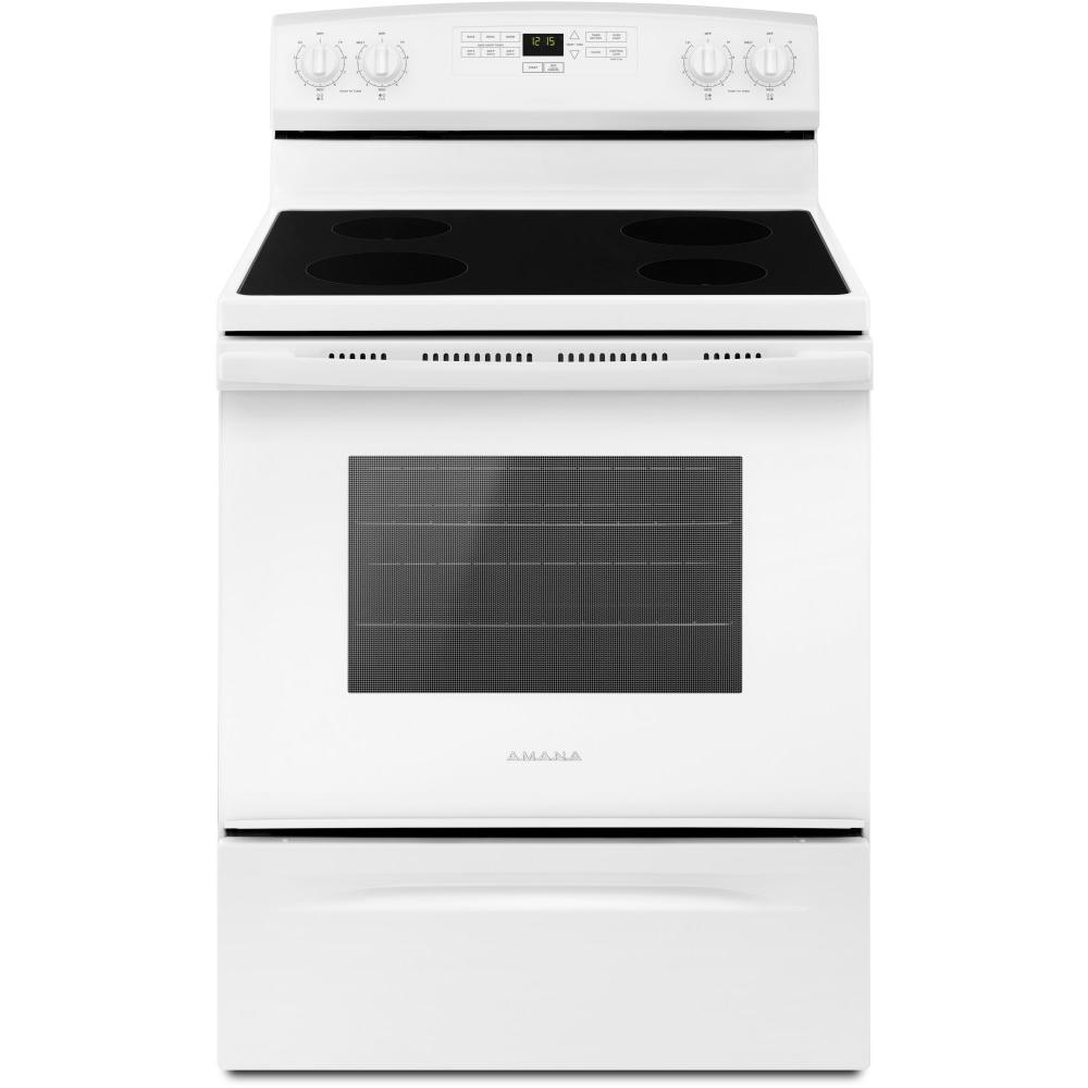Amana 30 Inch Freestanding Electric Range YAER6303MFW - Perfect for Home Kitchens, Apartments & Small Spaces