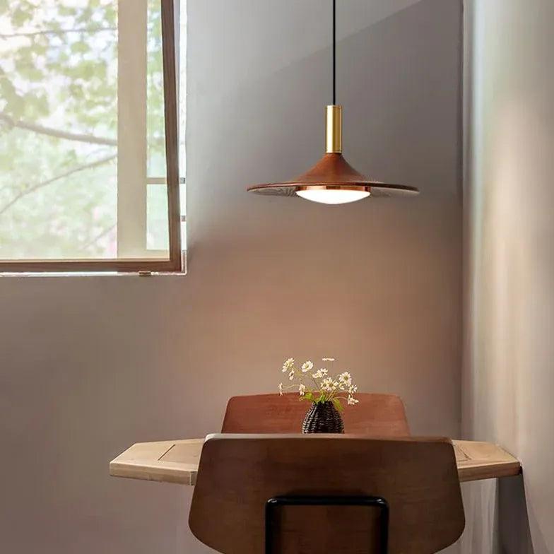 Vintage Wooden LED Pendant Light - Handcrafted Wood Lampshade for Dining Room, Kitchen Island & Bedroom Lighting