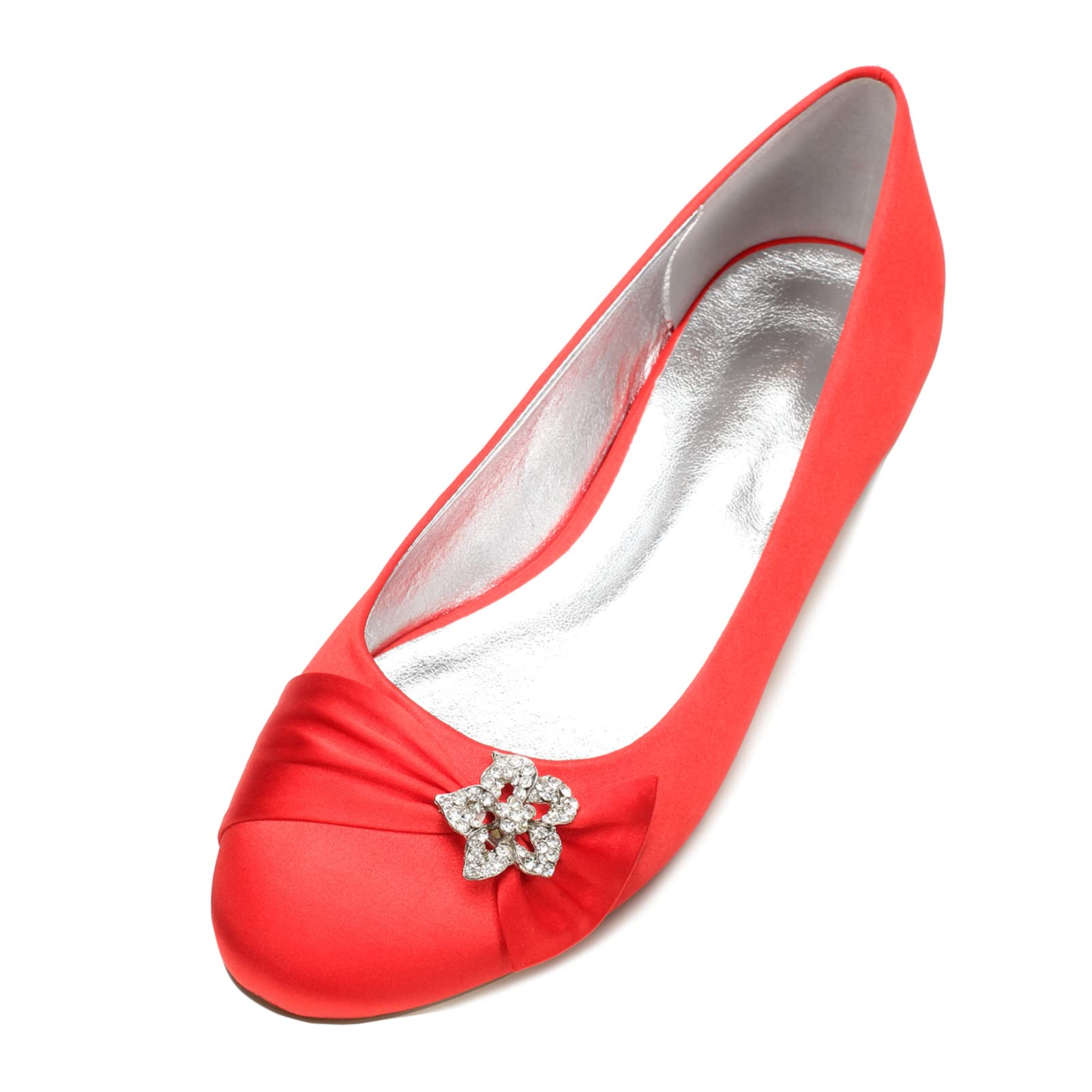 KSTORE Elegant Low Heel Wedding Shoes for Bride & Bridesmaids - Satin Rhinestone Embellished Party Dress Shoes - Perfect for Weddings, Proms & Special Occasions