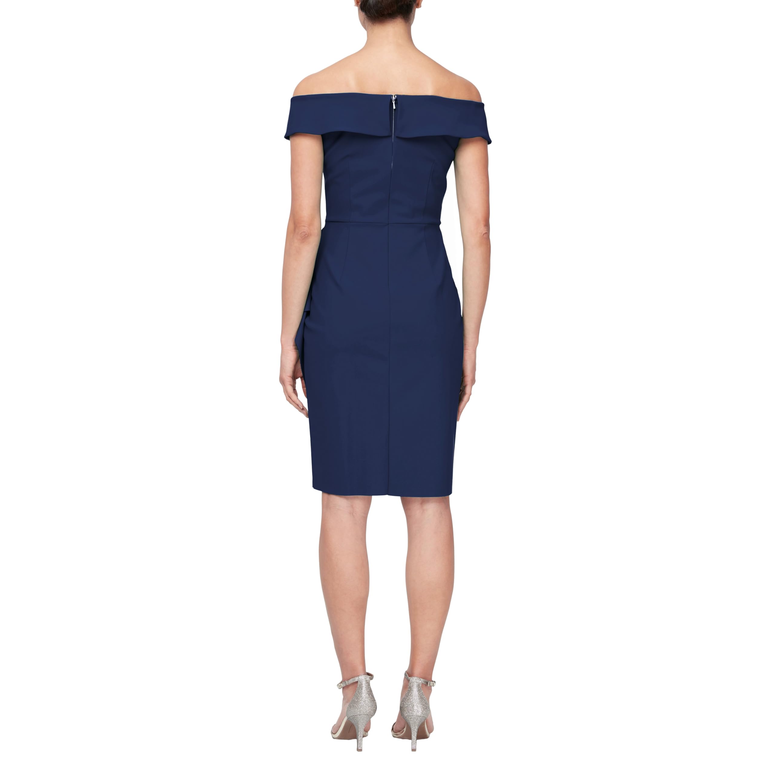Alex Evenings Women's Slimming Short Off-The-Shoulder Sheath Dress for Wedding Guest, Cocktail Party & Formal Events | Elegant Evening Gown for Special Occasions & Date Nights