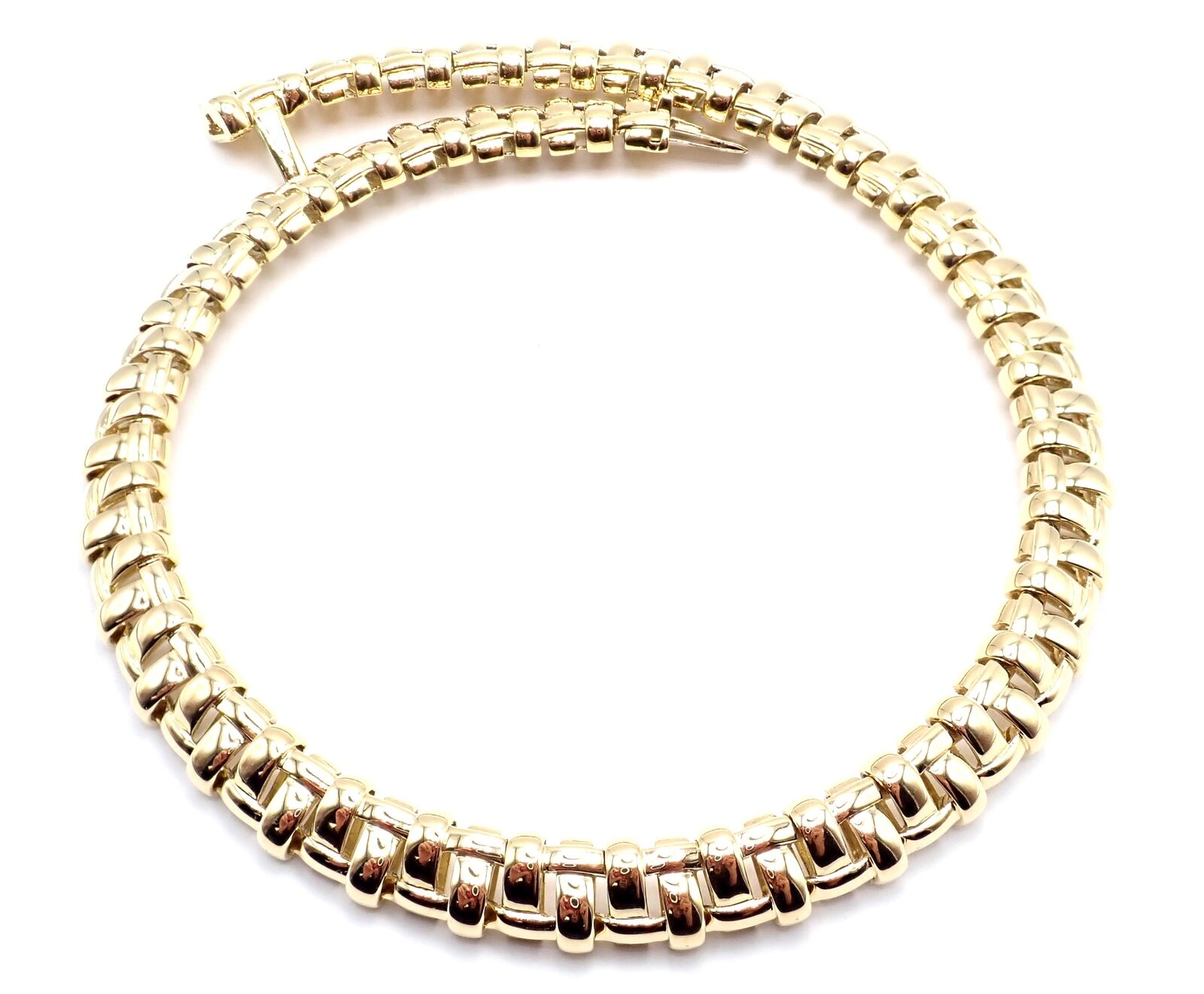 Authentic Tiffany & Co Vannerie 18k Yellow Gold Basket Weave Necklace 2002 - Luxury Jewelry for Women, Perfect for Weddings, Anniversaries & Special Occasions