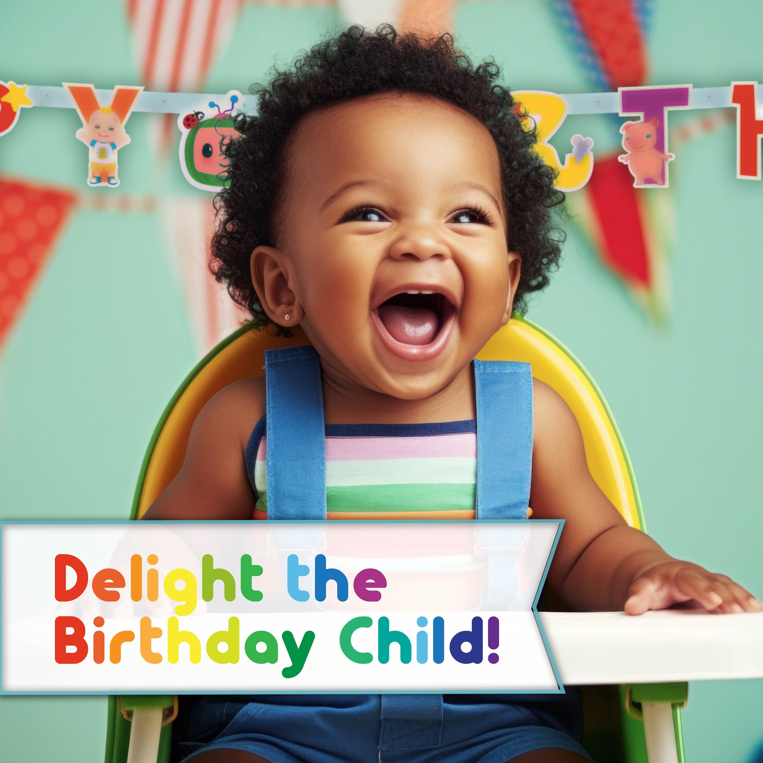 Cocomelon Birthday Party Supplies Set - 16-Piece Decorations Kit with Banner, Table Cover, Plates, Napkins, Cups & Stickers | Perfect for Kids' Birthday Parties, Baby Showers & Themed Events