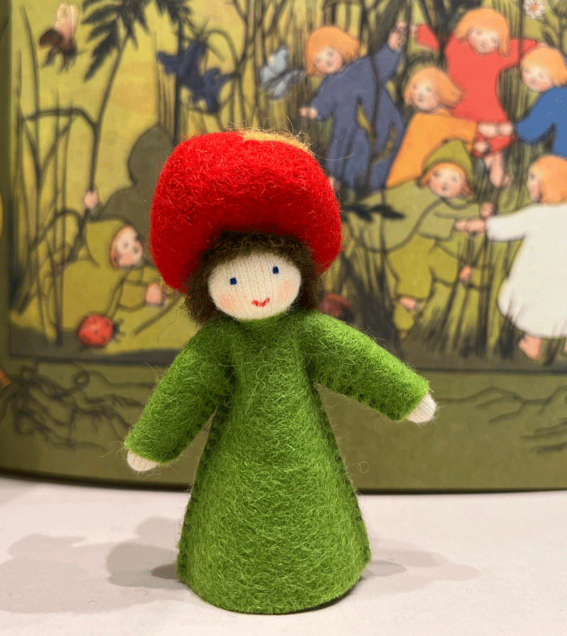 Handmade Light Skin Apple Mini Waldorf Doll - Natural Fiber Eco-Friendly Toy for Waldorf Education, Pretend Play & Baby Shower Gift - Perfect for Montessori Classrooms, Nursery Decor & Waldorf Inspired Play
