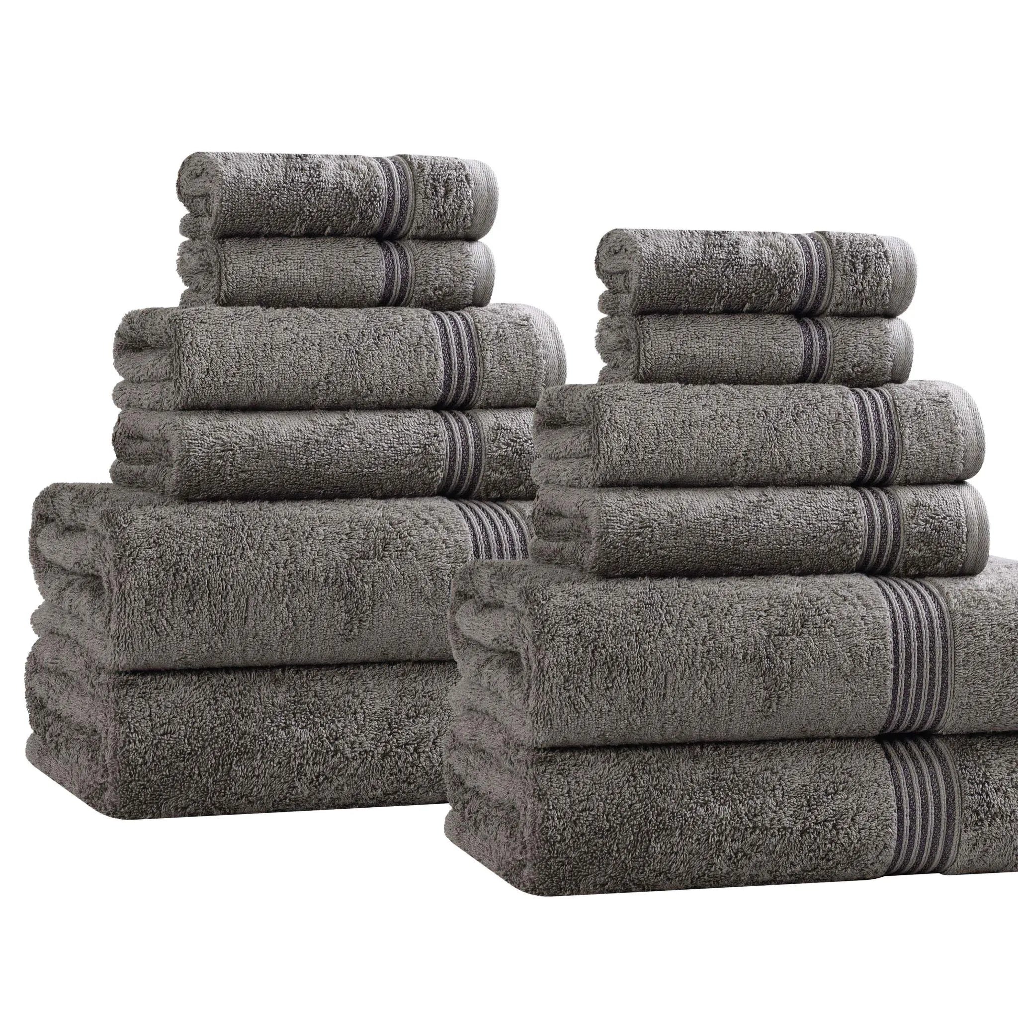 Premium 12-Piece Egyptian Cotton Towel Set - Ultra Soft, Highly Absorbent Bath & Beach Towels for Luxury Spa, Hotel, and Home Use