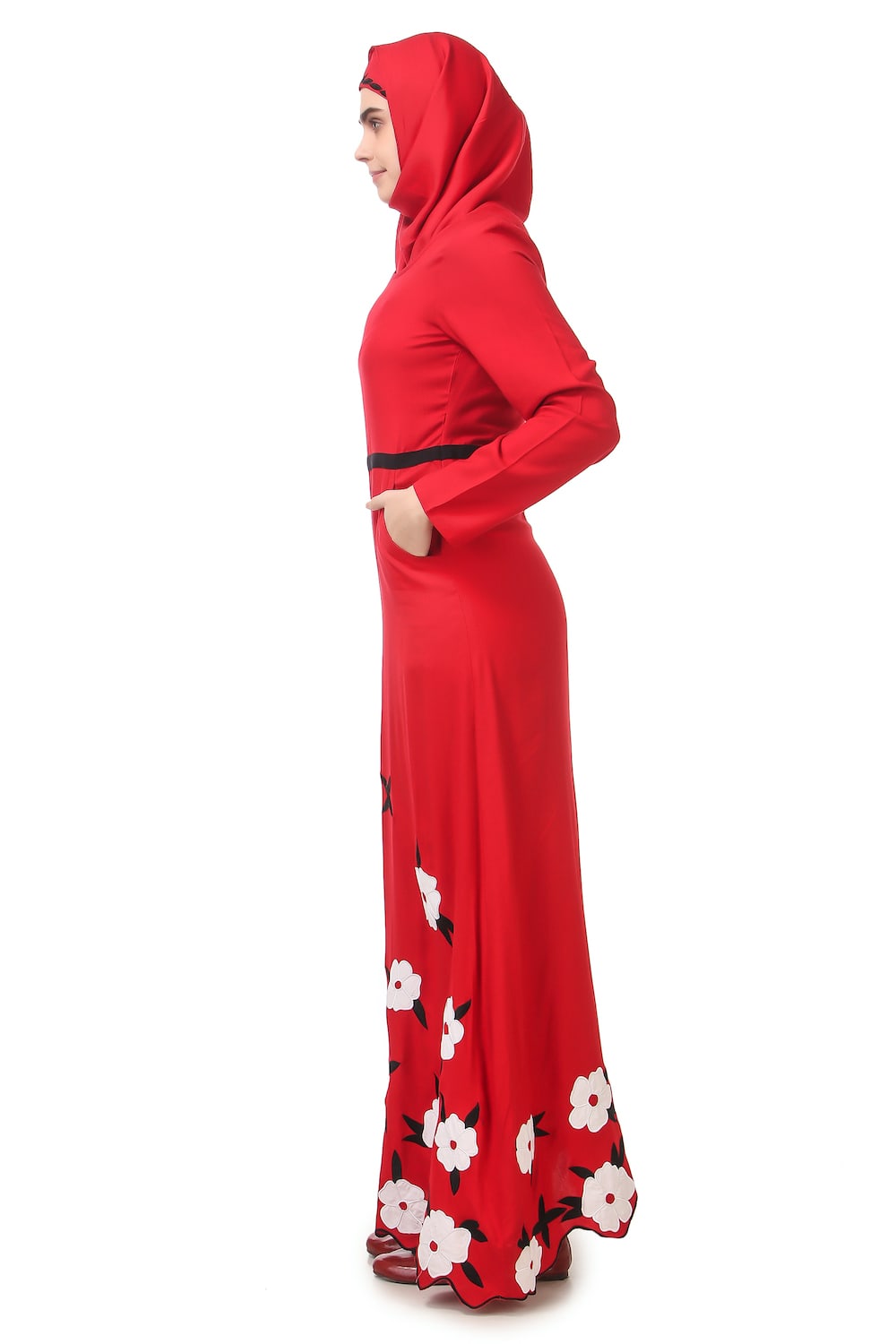 Embroidered Scalloped Bottom Rayon Abaya Dress - Modest Muslim Prayer Dress for Women - Perfect for Eid, Ramadan & Mosque Wear