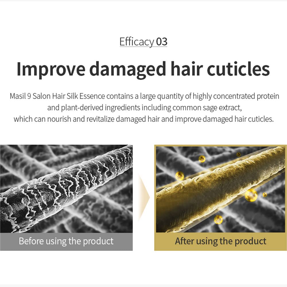 Masil 9 Conditioning Silk Protein Hair Balm - Hydrating & Smoothing Moisture Essence for Dry, Damaged Hair | Sulfate, Paraben & Silicone-Free | Anti-Frizz Treatment | 6.08 fl oz | Perfect for Daily Hair Care & Salon-Quality Results at Home