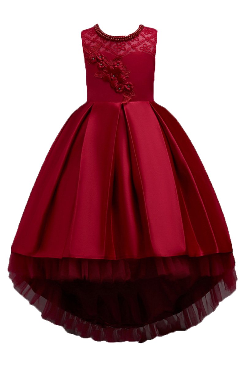YMING Girls Wedding Party Princess Dress - Elegant Lace Tutu Tulle Maxi Ball Gown for Flower Girls, First Communion & Special Occasions