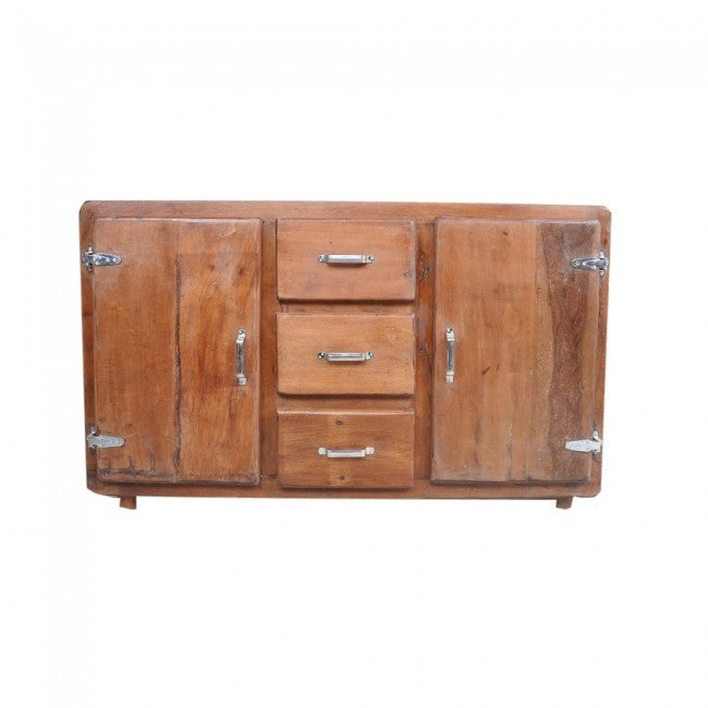 Reclaimed Wood Sideboard Buffet Cabinet 150cm with Wheels - Rustic Honey Finish | Perfect for Dining Room Storage, Kitchen Buffet & Entryway Organizer