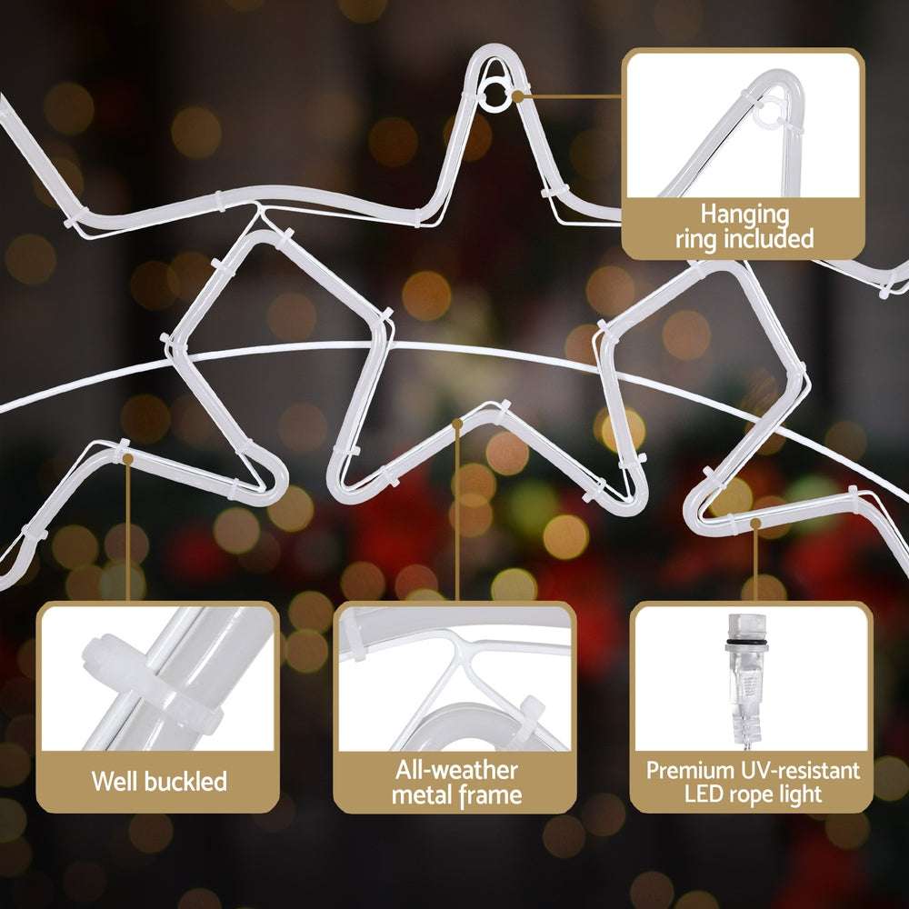 560 LED Christmas Rope Lights - 1.25M Outdoor Waterproof Holiday String Lights for Xmas Tree, Yard, Patio, Roof & Garden Decorations | Jingle Jollys Motif