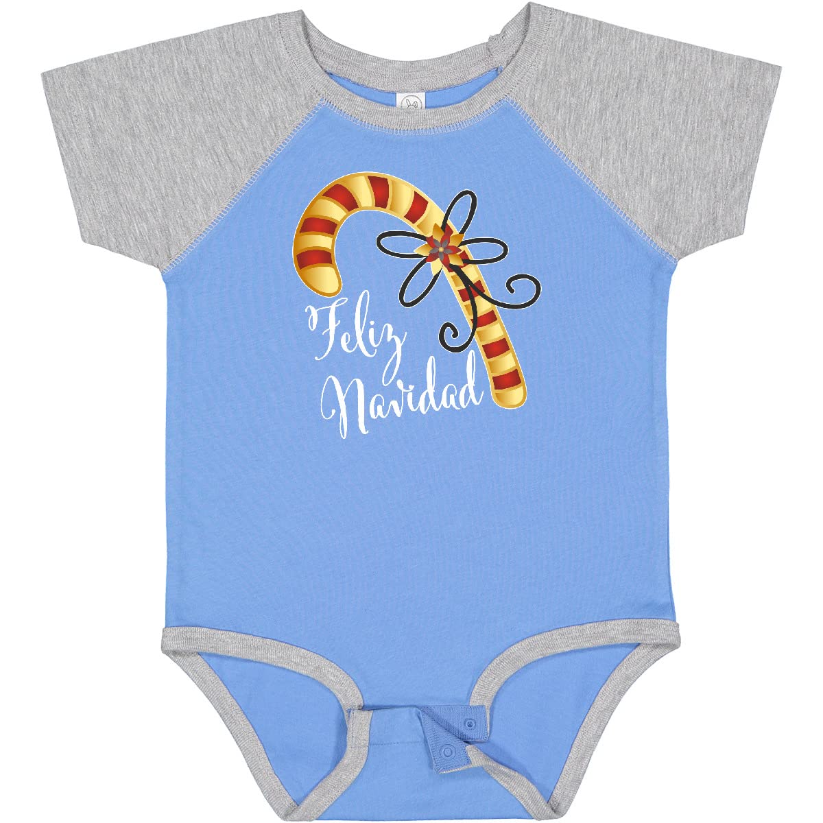 Inktastic Feliz Navidad Red and Gold Candy Cane Baby Bodysuit - Christmas Holiday Outfit for Infants & Newborns - Perfect for Family Photos, Holiday Parties & Festive Celebrations