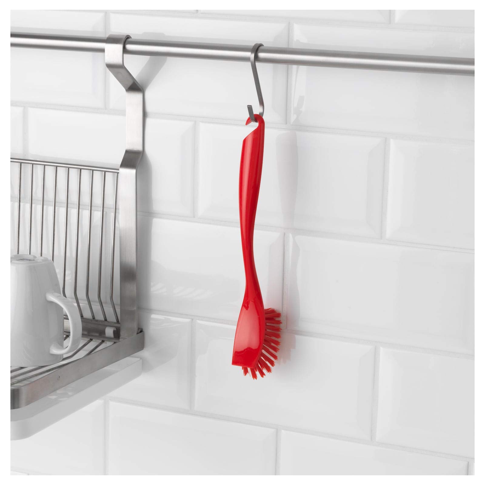 IKEA Red Dish Washing Brush Set - Pack of 4 - Ergonomic Handle for Easy Cleaning - Perfect for Kitchen, Sink, and Dishware Care