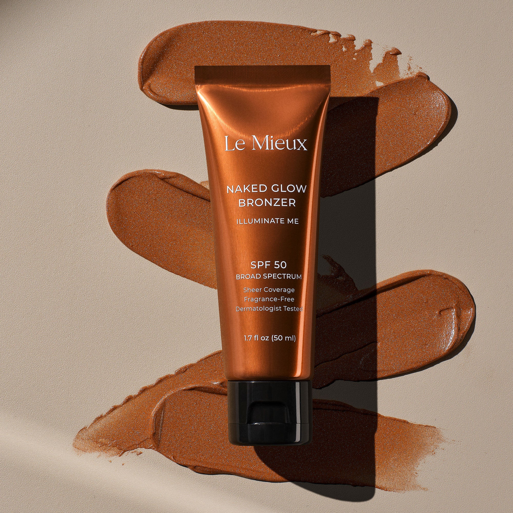 Naked Glow Bronzer with SPF 50 - Sun-Kissed Matte Finish for Face & Body | Perfect for Beach Days, Summer Makeup & Outdoor Activities