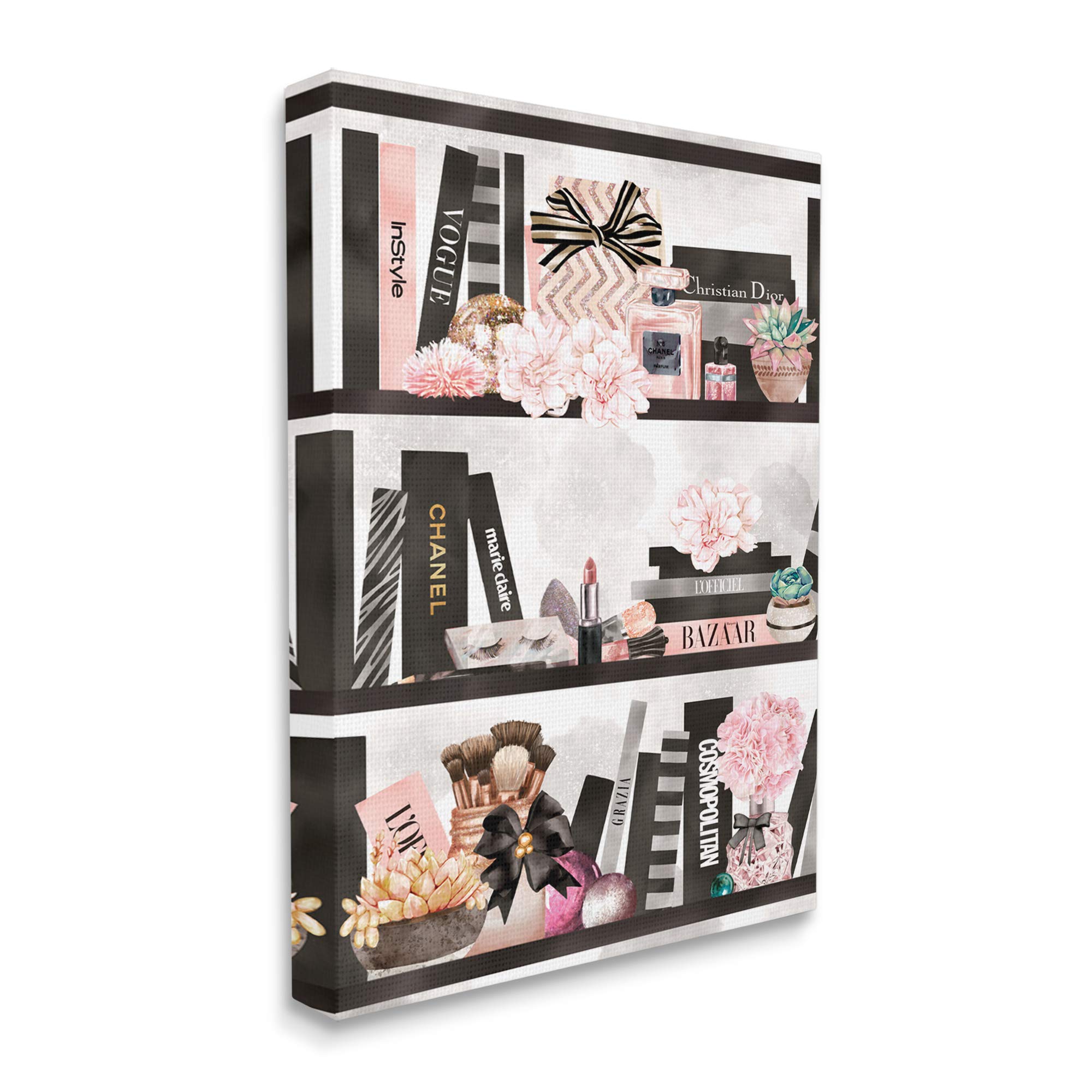 Stylish Fashion Bookshelf for Glam Cosmetic Accessories & Books - Perfect for Bedroom, Bathroom & Vanity Organization - Stupell Industries