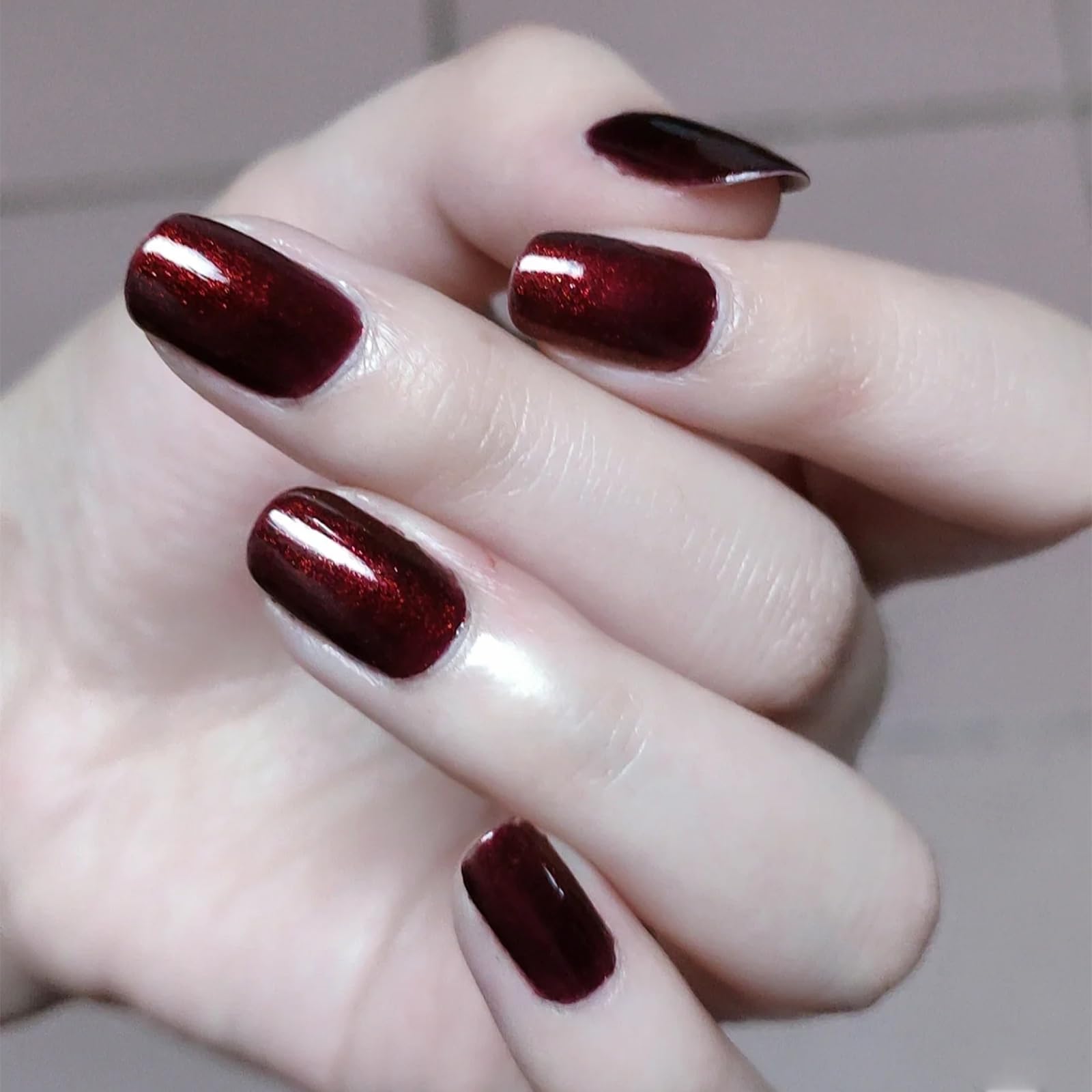 COSMOO Wine Red Nail Polish - 12ml Burgundy Quick Dry Nail Lacquer with Shimmer Finish | Long Lasting Ultra Chrome Nail Enamel for Women | Perfect for Parties, Weddings & Special Occasions (0.41 fl oz)
