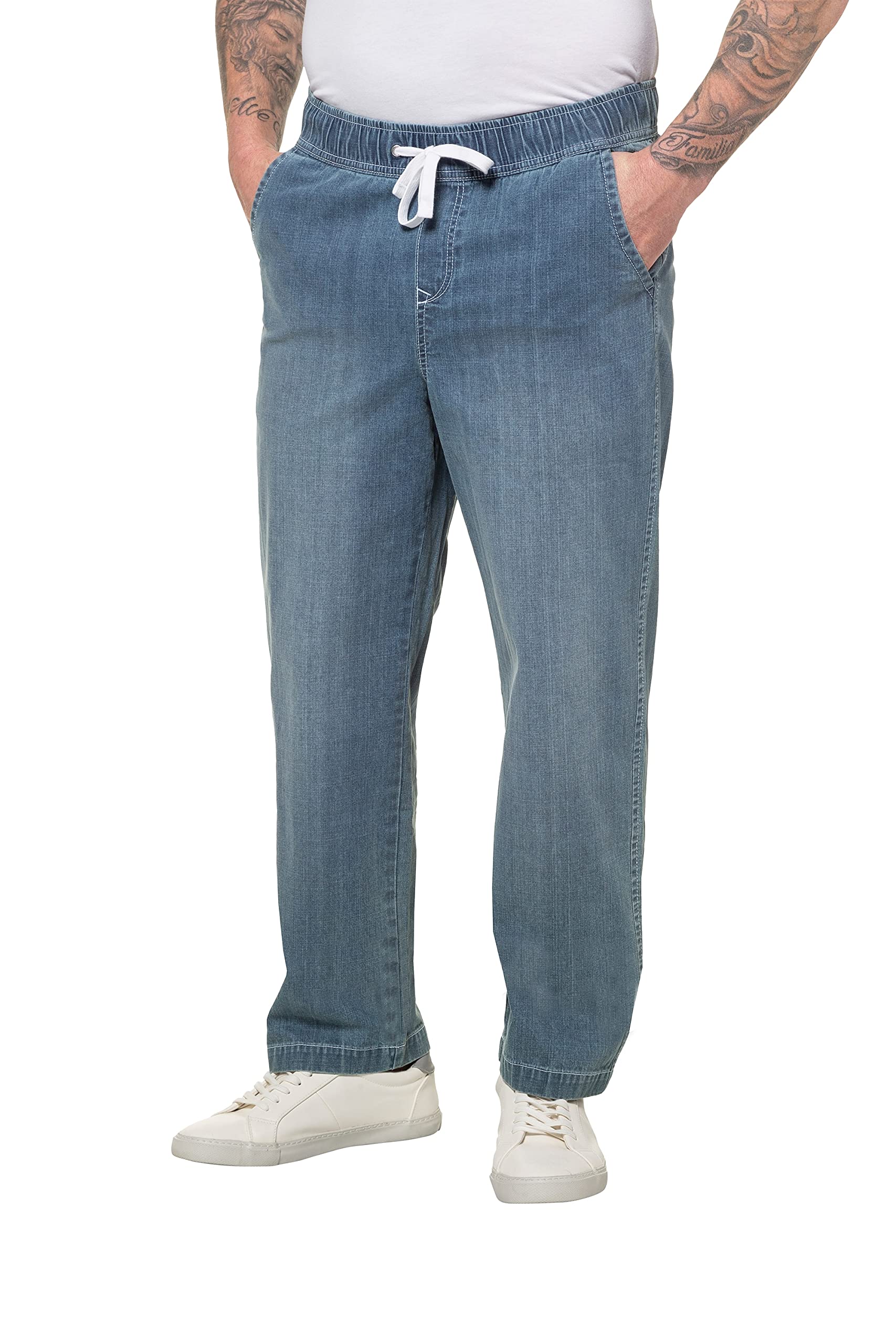 JP 1880 Men's Big & Tall Stretch Denim Jeans - Classic Blue Wash, Comfort Fit (Size Large) - Perfect for Casual Wear, Work & Outdoor Activities