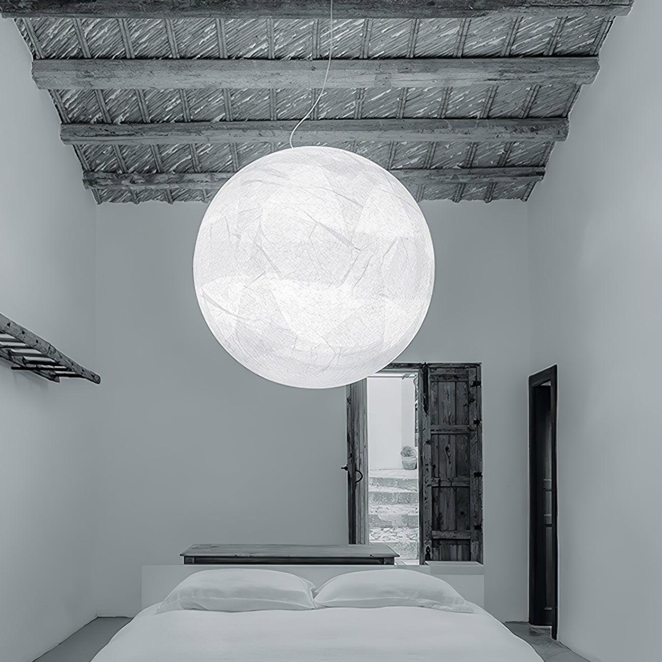 Moon Silk Pendant Lamp - Handmade Boho Chandelier for Bedroom, Living Room & Dining Room Decor - Elegant Hanging Light Fixture for Home Interior Design