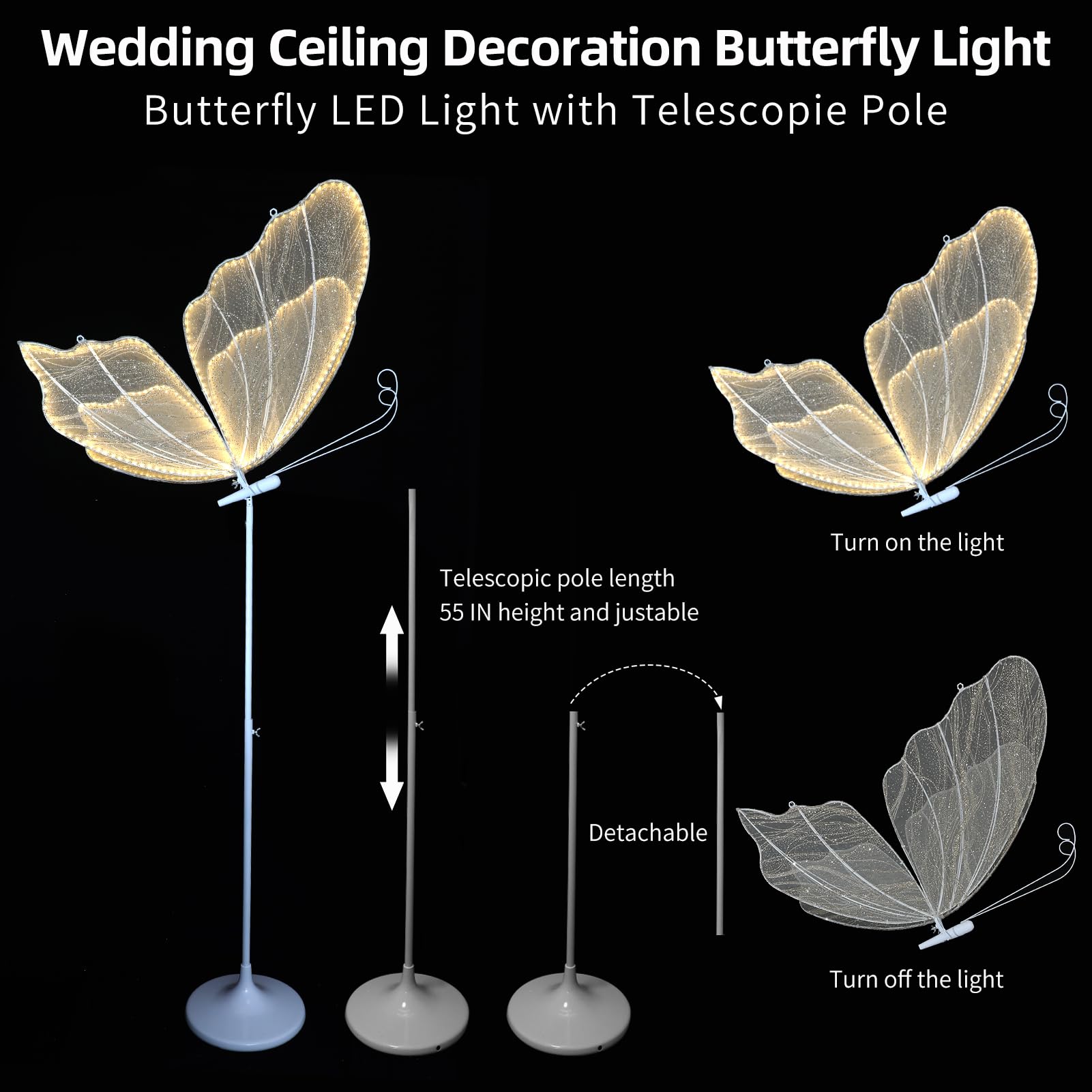 Elegant Butterfly Floor Lamp & Ceiling Light - Romantic Wedding Decor for Indoor Party Events, Perfect for Ceremonies, Receptions, and Home Decoration