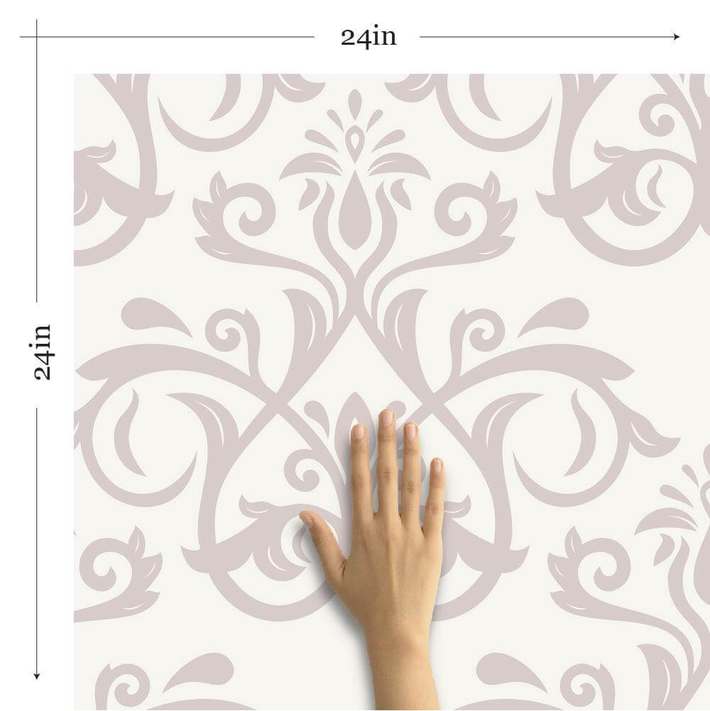 Taupe and Brown Damask Peel & Stick Removable Wallpaper - Self-Adhesive Wall Covering for Bedroom, Living Room & Home Decor - Easy DIY Installation