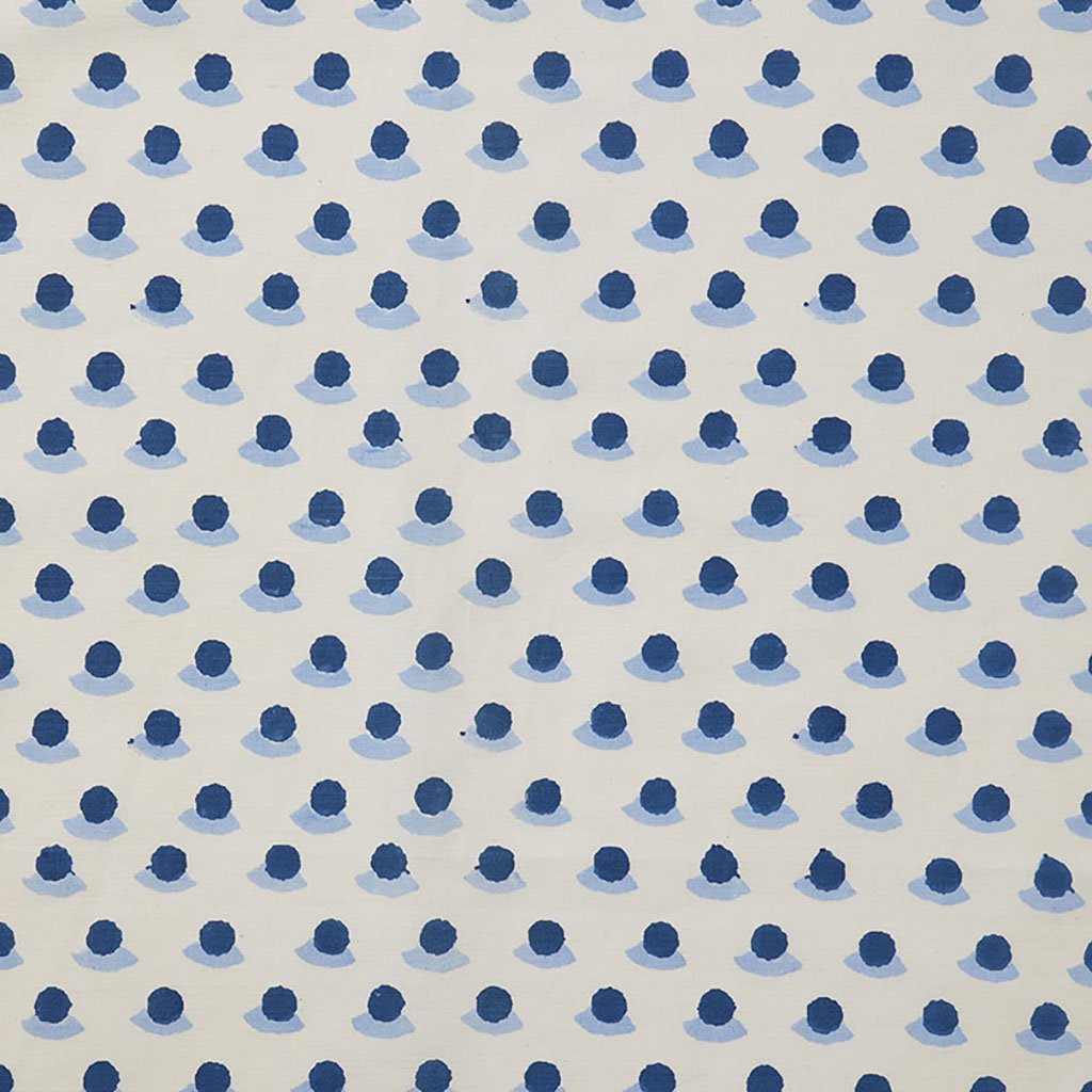 Berry Block Printed Fabric - Soft Linen Cotton Blend in Indigo & Sky Blue - Perfect for Boho Home Decor, DIY Crafts & Fashion Sewing Projects