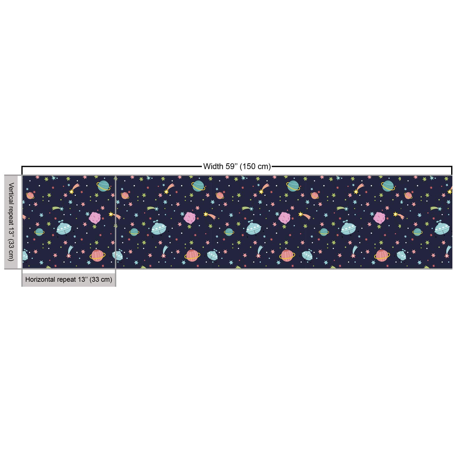 Ambesonne Space Fabric by The Yard - Alien Planets, Shooting Stars & Polka Dots Galaxy Print - Decorative Upholstery Fabric for Sofa, Curtains & Home Decor - 10 Yards Navy Pink - Perfect for DIY Projects, Space-Themed Rooms & Cosmic Decorations