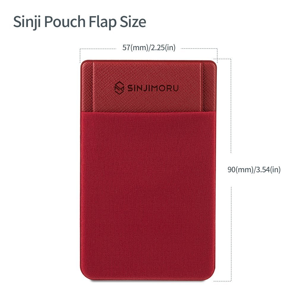 Sinjimoru Stretchy Fabric Phone Wallet - Secure Card Holder for iPhone & Android (Red) | Stick-On Credit Card Case for Back of Phone | Perfect for Travel, Shopping & Everyday Use