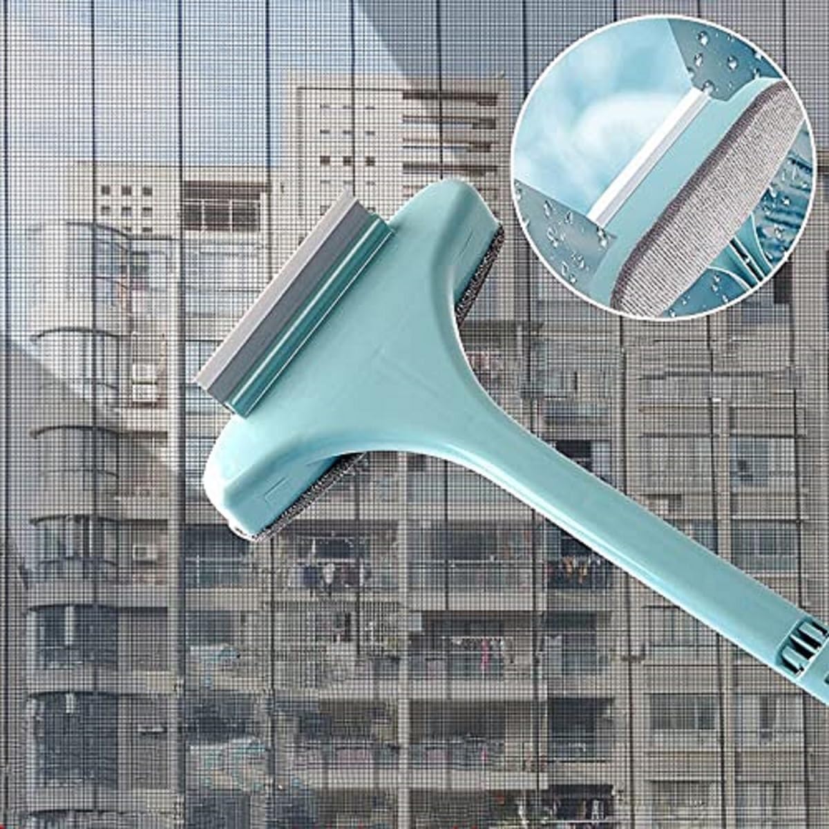 Epsilon 2-in-1 Mesh & Window Cleaning Brush with Extended Handle - Double-Sided Screen Cleaner, Net Wiper for Home & Office - Perfect for Windows, Screens, Patio Doors & Pool Enclosures (Pack of 1)