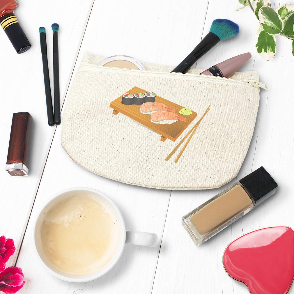 Custom Sushi Canvas Makeup Bag - 9x6 Inch Personalized Pouch for School & Travel