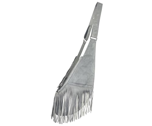 Gray Genuine Leather With Fringe