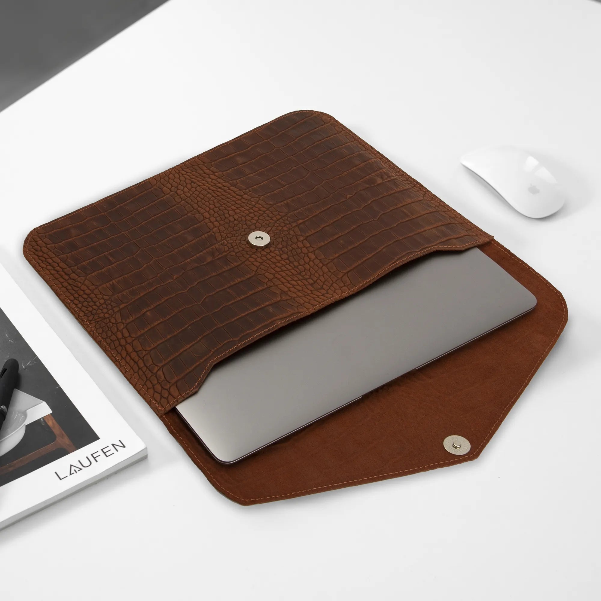 Premium Genuine Leather MacBook Case - Slim Protective Cover for MacBook Air/Pro (13, 15 inch) | Perfect for Work, Travel & Everyday Use